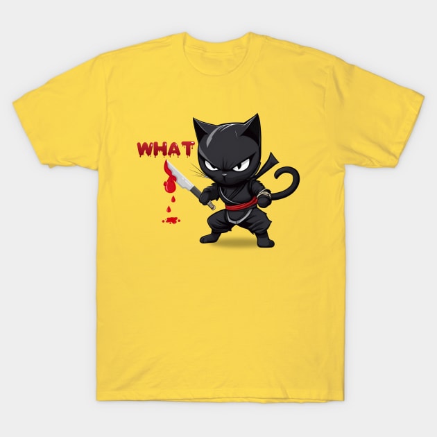Spooky Lockdown Ninja Cat T-Shirt by Helen Morgan